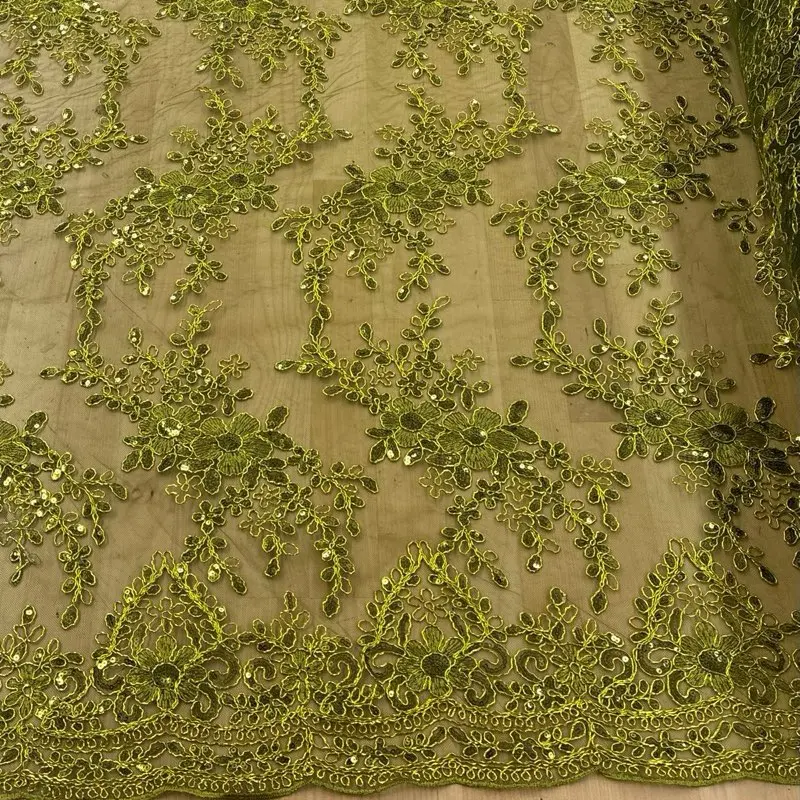Flower Lace Fabric with Sequins by the yard -Style Olivia