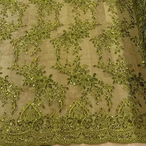 Flower Lace Fabric with Sequins by the yard -Style Olivia