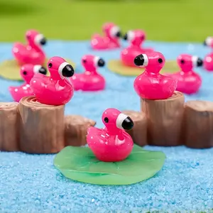 100Pcs Romantic Flamingo Resin Decorations, Resin Animal Sculptures, Garden Sculptures And Decor, Flamingo Design, Duck Shape, Aquarium Toy House Garden Decoration, Party Gift DIY Crafts, Valentine's Day Present