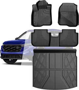 Custom-Fit TPE All-Weather Floor Mats with High Hemming, Full-Set Trunk Cargo Liner for 2023-2025 CR-V + Hybrid, Car Interior Accessory for Floor Protection