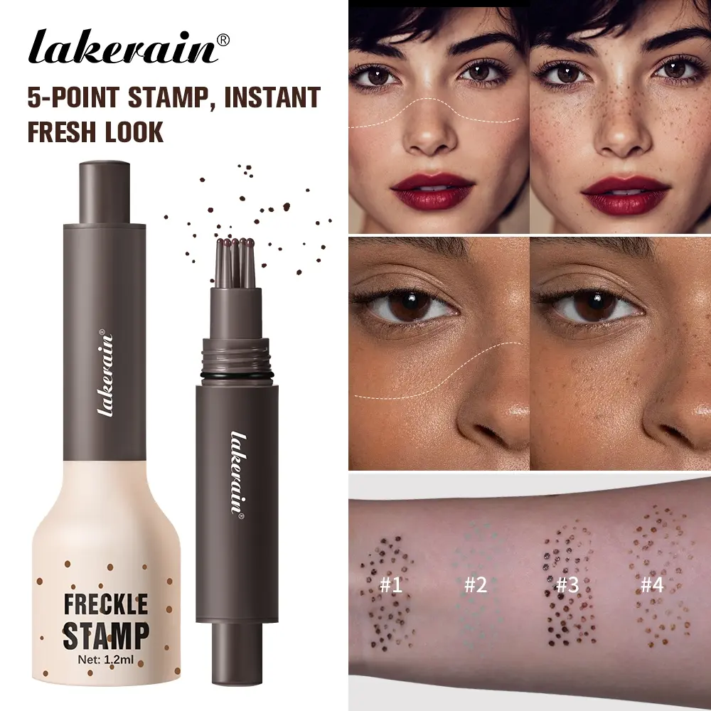 Long Lasting Waterproof Freckle Stamp Pen, 5-Point Natural Fake Freckles Makeup Cosmetic, Quick-Dry & Smudge-Proof, Hypoallergenic Skin-Friendly Formula, Easy to Create Realistic Freckle Look, 4 Vibrant Shades for All Skin Tones
