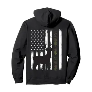Whitetail Deer Hunting Camo Hoodie With American Flag Print Warm And Stylish Pullover For Outdoor Enthusiasts