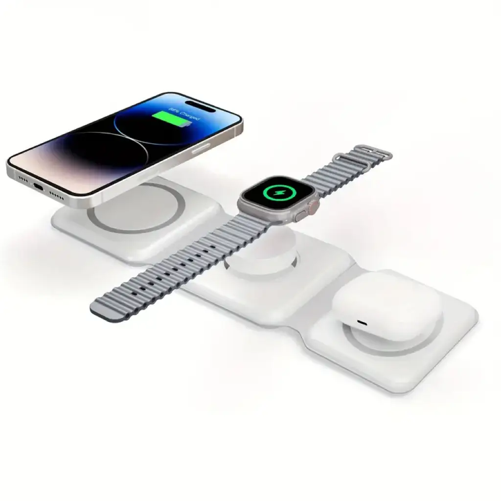 3 in 1 Wireless Charger for iPhone, Not suitable for Android, Magnetic Foldable 3 in 1 Charging Station, Travel Charger for Multple Devices for iPhone