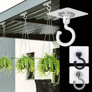 10 Rotatable Adhesive Hooks for Wind Chimes, Plants, And Ceiling Decoration - No Need for Drill Bits for Ceiling Hooks, with Strong Adhesive Hanger Practicality. Accumulated of 10000pcs, Utility Hooks Organiser Mount
