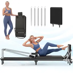Pilates Reformer, Foldable Reformer Pilates Machine, Pilates Equipment with Jump board for Home Women&Man Use Gym Workout & Advanced and Beginners Users Reformer with Footbar