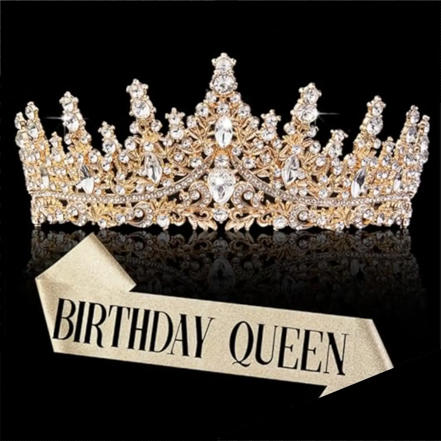 Gold Crown for Women Crystal Princess Tiaras Rhinestone Queen Headband Wedding Bridal Hair Accessories Birthday Prom Pageant Party Coming of Age Ceremony Photo Props