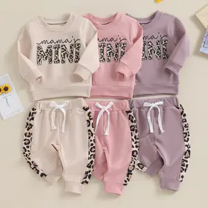 Meihuida Toddler Baby Girl Fall Outfits Mama's Mini Leopard Crewneck Sweatshirt Long Pants Tracksuit Winter Clothes