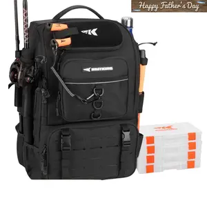 Karryall Fishing Tackle Backpack with Rod Holders 4 Tackle Boxes,40L Fishing Bag Storage Fishing Gear and Equipment, Multi-Functional Storage ,Waterproof & Durable Fishing Bag Ideal for Camping & Outdoor Activities Hunting SummerVibes