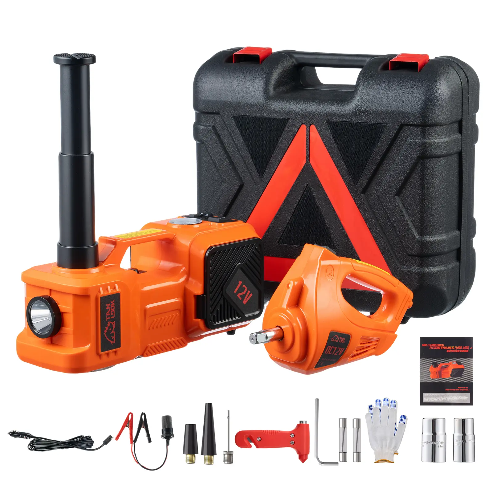Tanlook Portable Electric Car Jack 5-Ton Hydraulic with Built-In Air Pump & LED Light for SUVs & Off-Road Vehicles Multi-Functional Tire Changing Gear