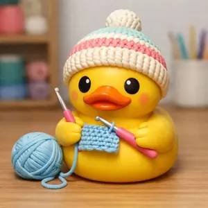 New Cute Duck Knitted Ornament, Handmade Home Decor Gift, Perfect for Room Decoration, Unique Crafted Duck Figurine
