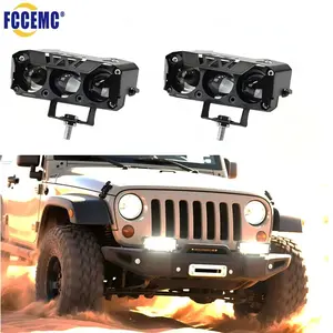 3 Lens Motorcycle LED Spot Light Dual Color Super Bright Hi/Low Beam Fog Lamps for Car Trucks SUV UTV 12V 24VMini Lens Headlight Driving Light