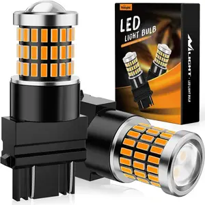 Nilight 57LED Amber Yellow Aluminum Automotive Dual Mode Turn Signal Bulbs (Pair) - LED Front Lights, Compatible with 3156, 3056, 4157, 3057, 3157, 7443 Series Vehicle Lights