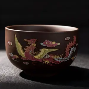 color change Jianzhan-style Ceramic Tea Cup Single Cup for Home Tea Set with Elegant Phoenix Design