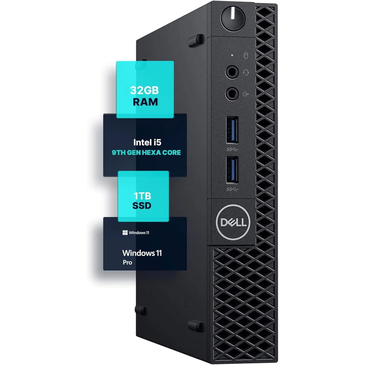 Dell Optiplex 3070 Micro PC | Windows 11 Pro | Intel i5-9500 | 32GB RAM + 1TB SSD | 5G WiFi + BT | Mini Desktop Computer (Renewed)