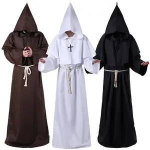 Medieval Monk Costume Wizard Clerical Dress Halloween Death Robe Cosplay Plague Doctor Mask