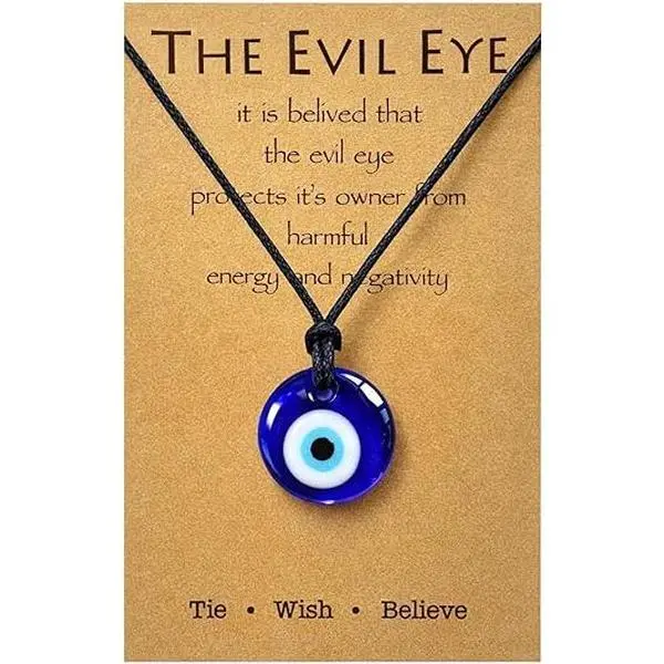 DearLuniva B Evil Eye Necklace for Women Evil Eye Pendant Necklace Leather Rope Glass Inspirational Jewelry Birthday Gifts