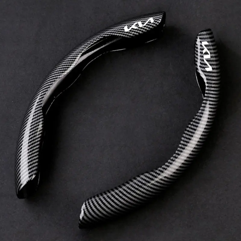 2pcs Carbon fiber Car Steering Wheel Cover Anti-slip Protection Cushion For KN Kia Rio Ceed Sportage Cerato Soul Sorento Picanto Optima Car Accessories Car Steering Wheel Insert Accessories