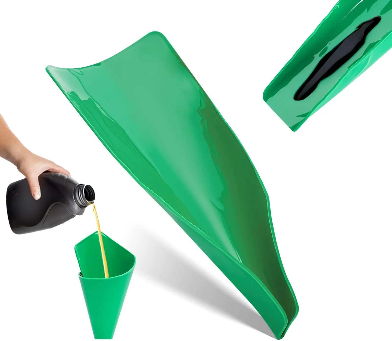Reusable Flexible Oil Drain Funnel Form a Foldable Bendable Flex Funnel for Car Motorcycle Truck Lawnmower Snowplow Reused Oil Change Spill-Free Filling Draining Tools Easy to Store and Clean（2 pcs)