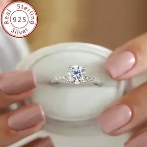 Exquisite 1-10CT Moissanite Eternals Earth Engagement Ring - Premium 925 Sterling Silver with 18K Gold Plating, for Weddings & Special Occasions