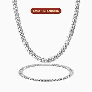 JAXXON Cuban Set 5mm - Silver - Waterproof - Box Clasp