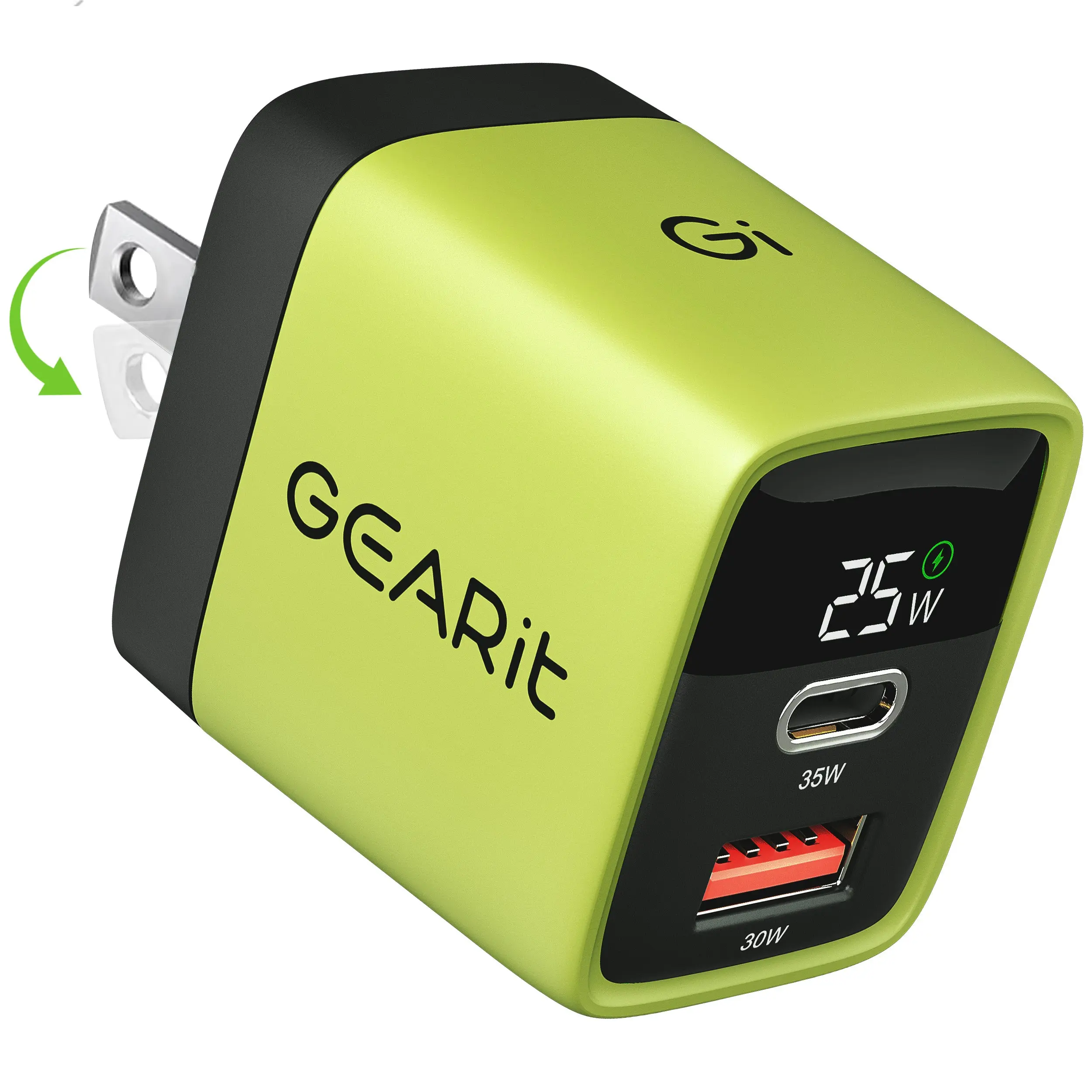 GEARit Lifestyle Series 35W USB C GaN Super Fast Charger - 2-Port Electronic Charger with Smart Display for Cellphone, Tablet, and Other Devices (Offers Charging Protection)