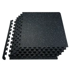 【fathersdaygift】VEVOR 0.56 Inch Thick Gym Floor Mats, 25 Tiles Rubber Top with EVA Foam, 24" x 24" Gym Flooring Workout Mats with 100sq.ft Coverage, Interlocking Puzzle Gym Mats for Gym, Home, Garage, Black & White