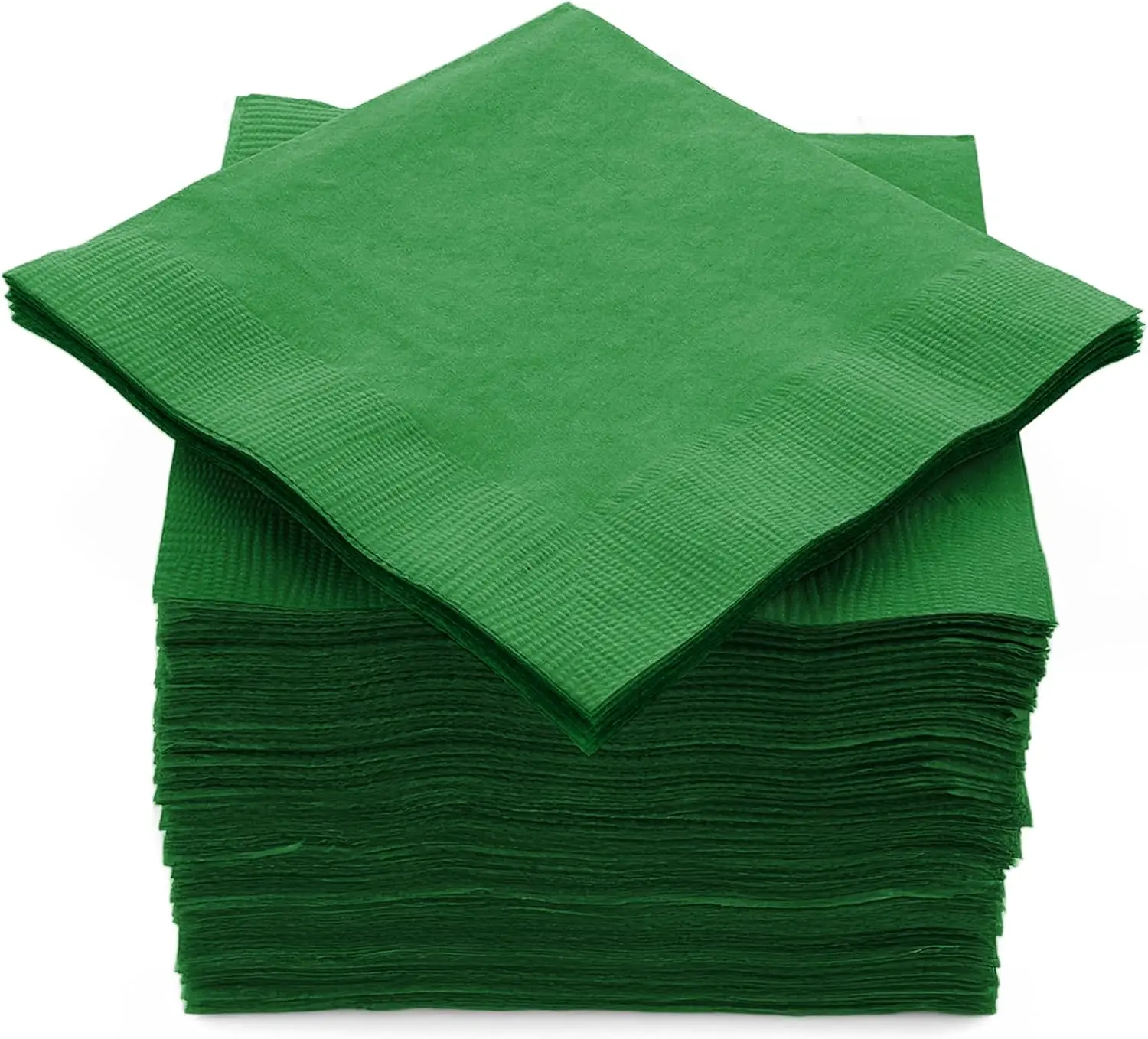 100 Pack Green Beverage Napkins, Big Party Pack, 2 Ply, Ideal for Wedding, Party, Birthday, Dinner, Lunch, Cocktails. (5 x 5) by Amcrate
