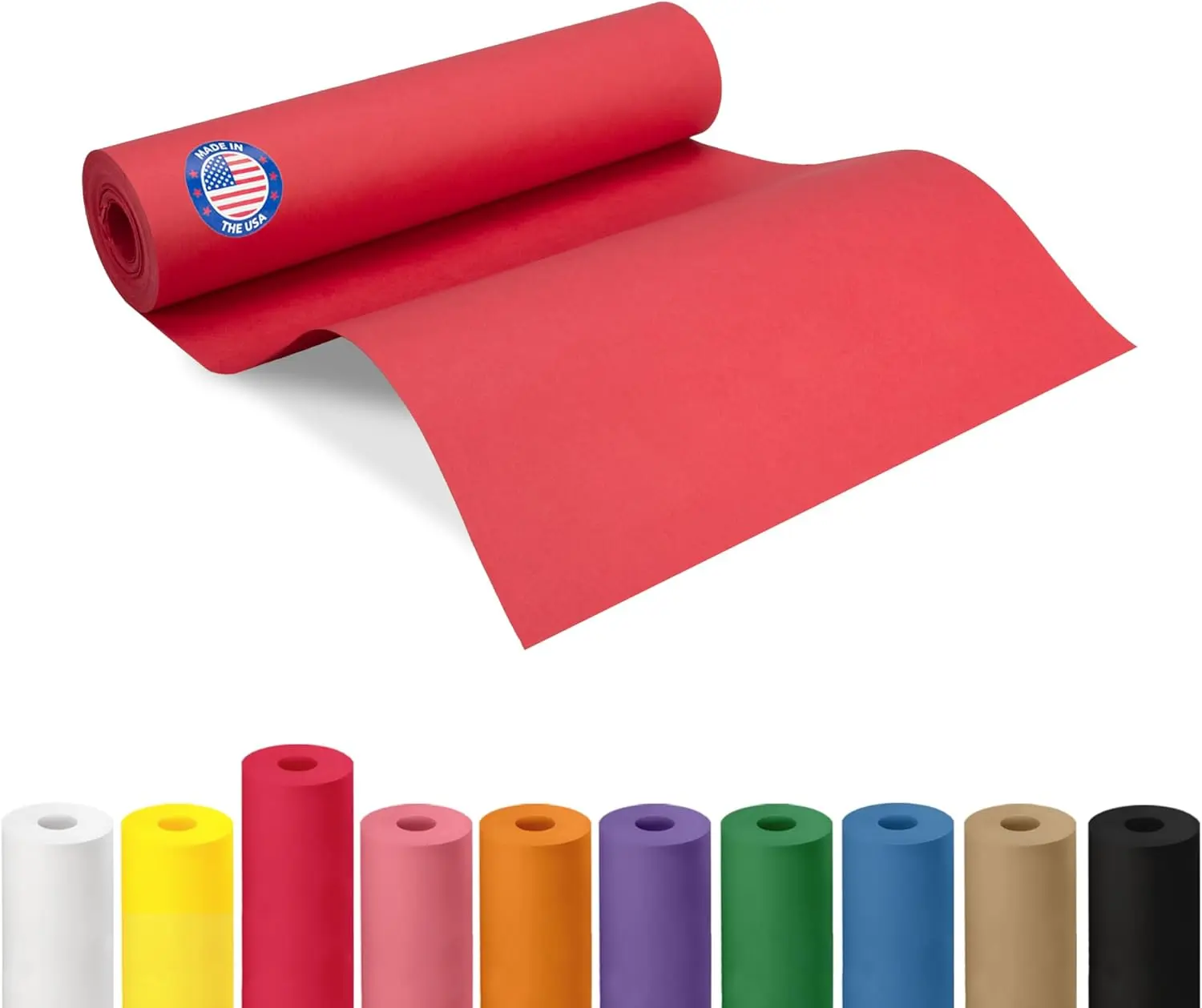 12" x 1200" (100 feet) Red Kraft Paper Roll - USA-Made Quality Craft Paper for Gift Wrapping, Kids' Arts & Crafts, School Projects - 100% Recycled Natural Material 50lb Thickness by IDL Packaging