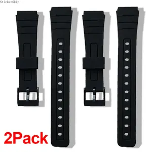 2026 New 2Pack Silicone Watch Band, 12mm–22mm Universal Replacement Strap Compatible with F91W W800H SGW400 F84 F105 A158 AE1200 Series, Soft Comfortable Waterproof Bracelet for Men Daily Casual Wear