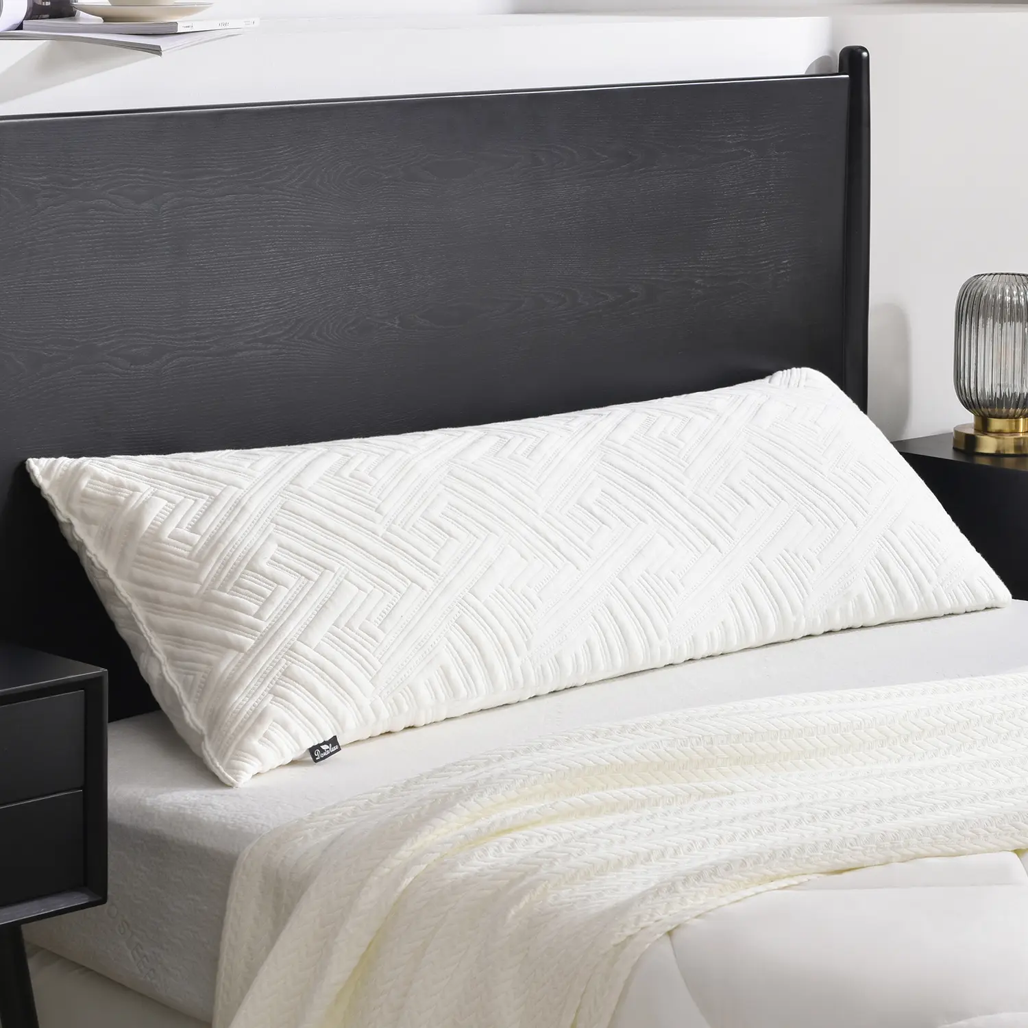 Downluxe Memory Foam Full Body Pillow for Adults - Breathable Standard Pillow, 20x54 in, White, for Side and Back Sleepers, Breatheable Standard Pillows