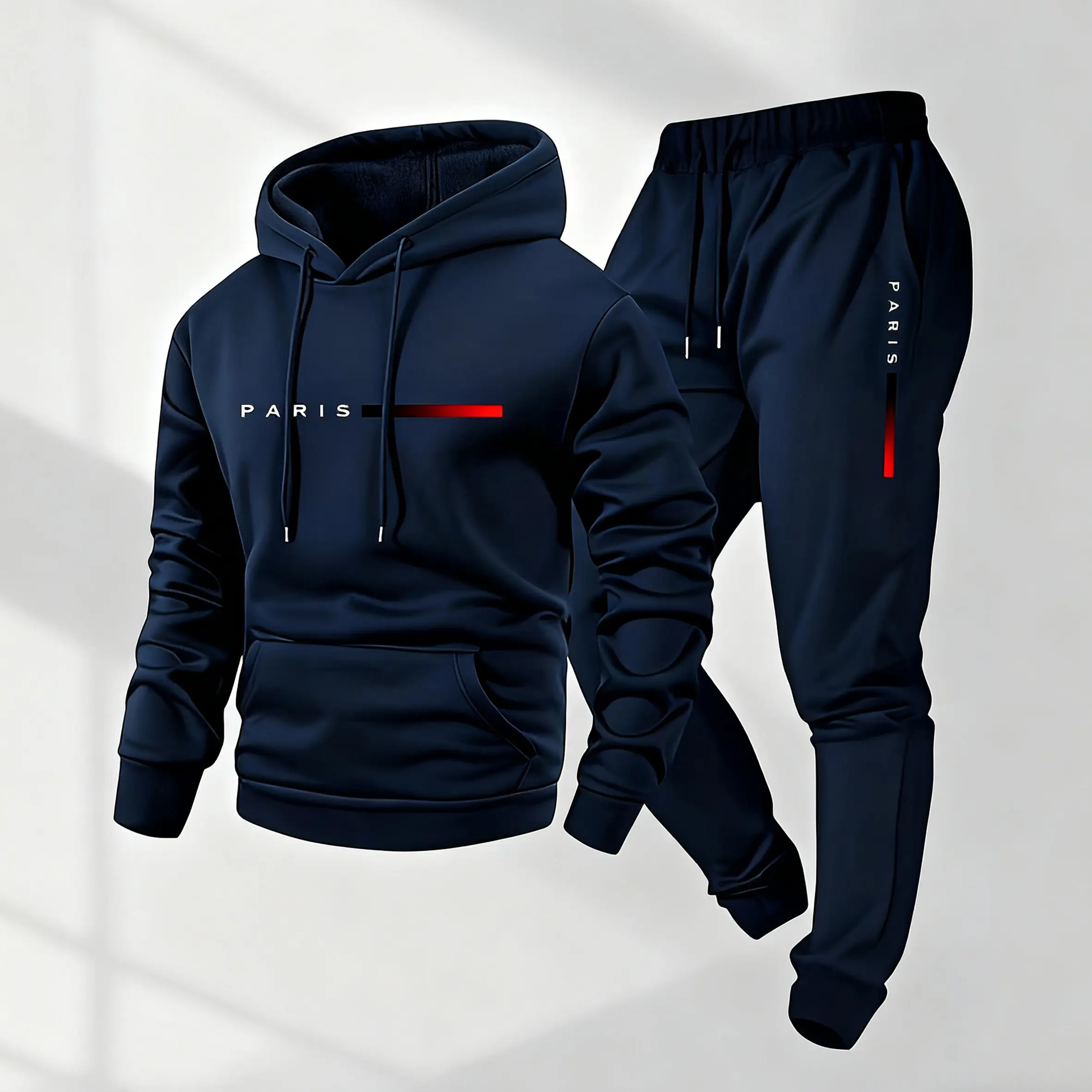 Men's PARIS Letter Printed Hoodie & Drawstring Sweatpants Set Casual Athletic Long Sleeve Hooded Jacket & Trousers for Fall Winter Daily Wear Sportswear Indoor Outdoor Tracksuit Athleisure 100% Polyester Loose Fit Soft Breathable Sweatsuit Set Workout Set
