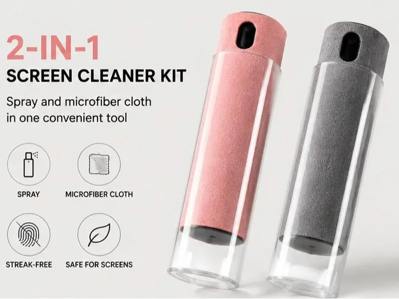 Touchscreen Screen Cleaner Kit, 2 Pack Phone & Tablet Screen Cleaner Spray with Microfiber Cloth, Two-in-One Cleaning Tool for Car Display, Laptop, TV and Electronics