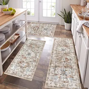 Farmhouse Kitchen Rugs Sets of 3, Kitchen  Rugs Non Slip , Boho Kitchen Mats for Floor,  Laundry Room Rug, Thick Kitchen Floor Mat Carpet