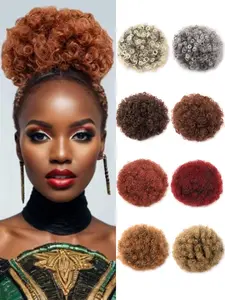 Afro Puff Drawstring Ponytail Extension for Black Women, Short Afro Kinky Curly Hair Bun Ponytail Extension, Synthetic Hair Pieces Clip in Ponytail Extension
