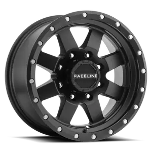 Raceline 935B Defender 16x8in / 8x165.1 BP / 0mm Offset / 130.81mm Bore - Satin Black Wheel