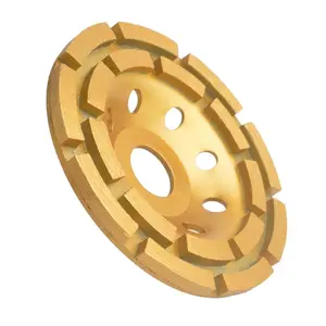 Gunpla 4-1/2" Double-Row Diamond Cup Grinding Wheel | Heavy Duty Concrete Grinding Disc for Angle Grinder | 7/8" - 5/8" Arbor | Fast Smoothing for Granite, Marble, Stone & Mortar