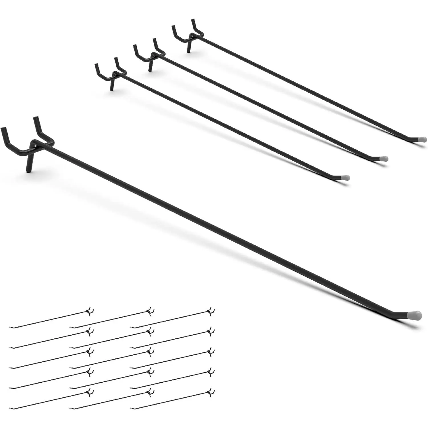 25 Pack Black Pegboard Hooks 12 Inch - Heavy Duty Metal L-Hooks for 1/4" Peg Board - Garage Tool Organizer, Retail Display & Craft Storage Hangers (30lbs Capacity)