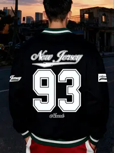 Unisex Sporty V-Neck Sweatshirt, Casual Street Style, Loose Fit, Letter Pattern Print, Fall & Winter Fashion, H-Type Silhouette