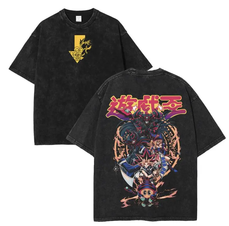 Yu-Gi-Oh! Washed T-Shirt, Washed Heavyweight Cotton, Graphic Tee, Manga,T-Shirt Menswear Streetwear shirts men anime lover anime clothes