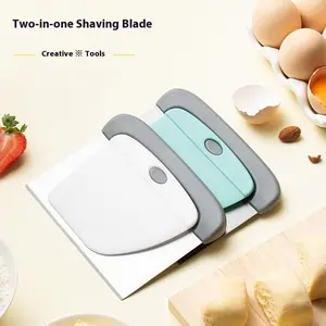 2-in-1 Dough Cutter Scraper Stainless Steel Dough Cutter Plastic Flour Cutter Two-Piece Set Rice Noodle Scraper Dough Cutter Baking Tool, Baking Utensils
