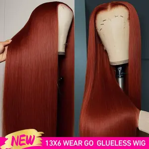 【NEW IN】28 Inch Reddish Brown Lace Front Wig Colored Brazilian Transparent Lace Frontal Wig For Women Wear go Glueless Wigs with Drawstring Effortless Install Ear to Ear Bone Straight 13x6 Human Hair