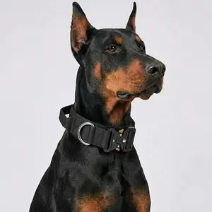 Heavy Duty Tactical Dog Collar with Control Handle, No Pull Training Collar for Medium Large Dogs
