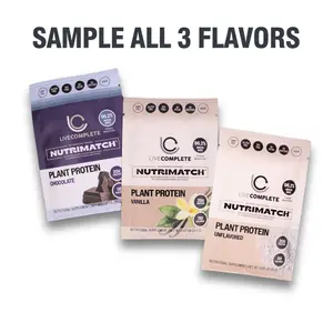 LiveComplete Protein Sample Pack – Chocolate, Vanilla & Unflavored | Vegan, Clean, Digestive-Friendly – 3 Servings