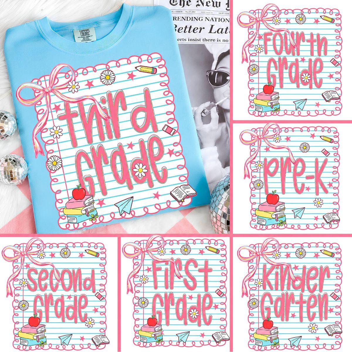 Women’s Comfort Colors Unisex Fit T-Shirt – Preppy Back To School, Grade Level, Girly Teacher Star Lightning Bolt Checker Doodle Design – Ideal for Valentine’s Day, Children’s Day, Chinese New Year, Christmas