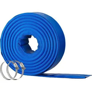 2" x 100FT Pool Backwash Hose Heavy-Duty Lay Flat Discharge Hose Durable Burst Resistant for Pool Filter Pump Water Drainage Sump Pump Discharge with 2 Clamps