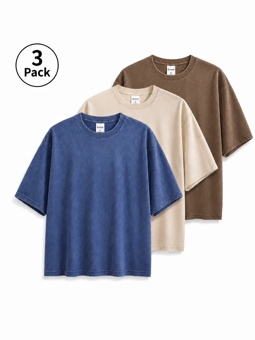Men's 3-Pack Short-Sleeve Crewneck  - 100% Cotton, 230GSM, Washed Vintage, Oversized Unisex Menswear Basic Tops for Casual Outfits,  loose fashion tee trendy sleeve top streetwear short sleeve top attire t-shirt tshirt outdoor men