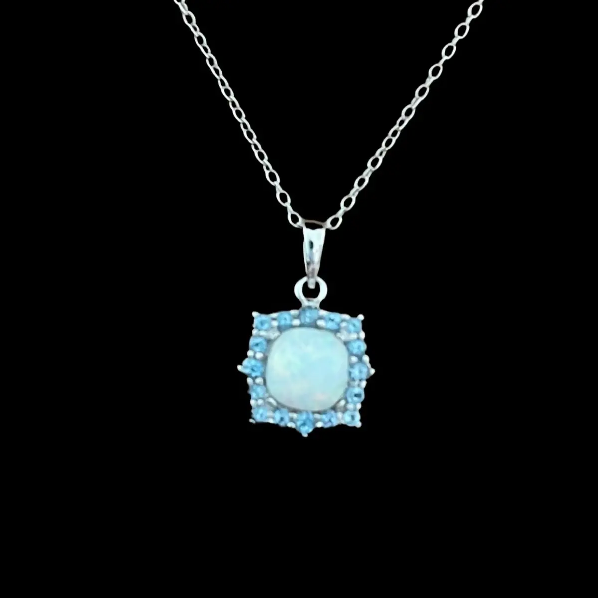 Ace Collection Silver Lab Created of Opal and Blue Stones Pendant