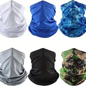 Summer UV Sunscreen Cooling Fishing Mask Balaclava Headscarf Scarf Men's Neck Cover, 6PC Breathable Ice Silk Neck Cover - UPF50 + Sunscreen Mask, Suitable for Motorcycle Riding, Cycling, Fishing