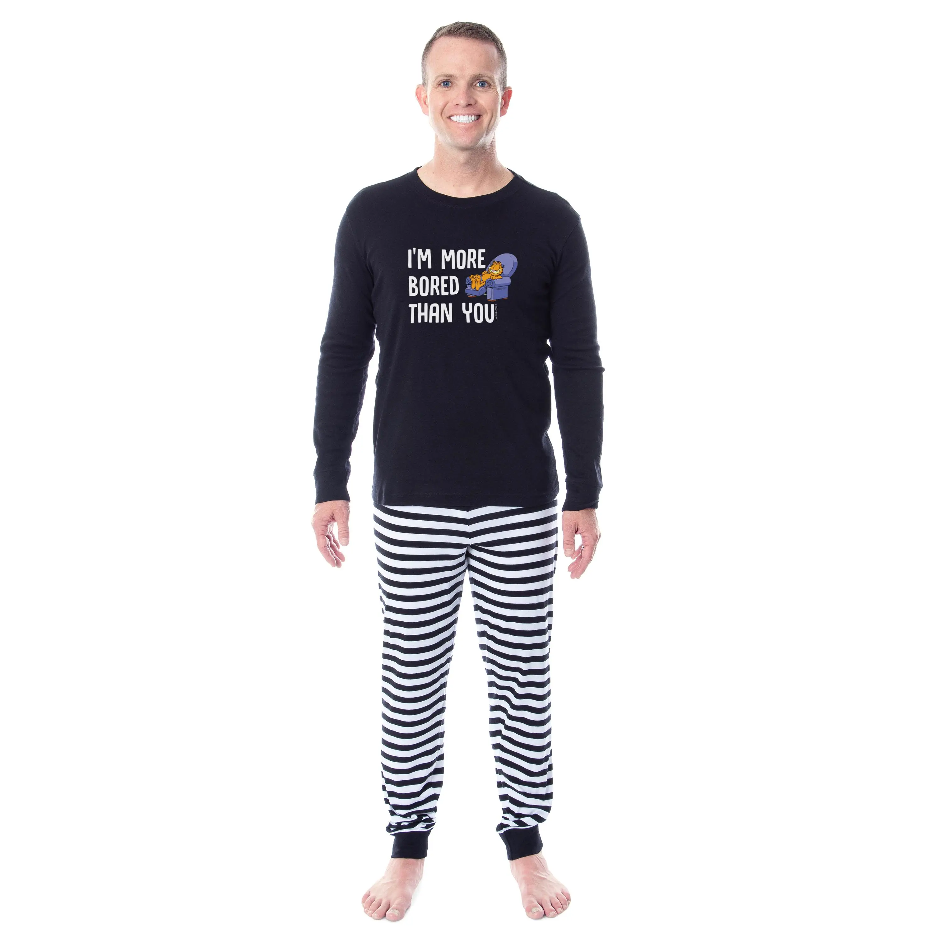 Garfield Comic I'm More Bored Than You Adult Unisex Sleep Pajama Set