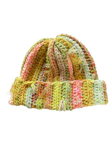 Unisex Fashionable Camo Beanie Hat, Hand-Woven Warm Winter Accessory, Casual Fitted Outdoor Wear, Fall & Winter Essential